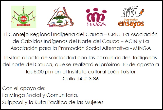 Acto de solidaridad con las comunidades  Indígenas del norte del Cauca