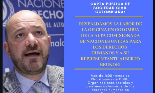 Carta de la sociedad civil: Respaldamos la labor de la OACNUDH en Colombia y a Alberto Brunori