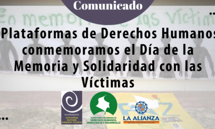 Plataformas de DDHH conmemoramos el Día de la Memoria y Solidaridad con las Víctimas