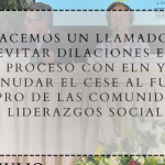 Hacemos un llamado a evitar dilaciones en proceso con ELN y reanudar el cese al fuego en pro de las comunidades y liderazgos sociales