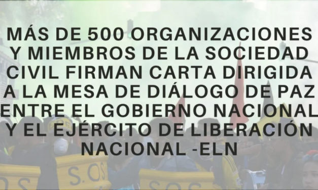 Carta a la mesa de diálogos de paz entre el Gobierno Nacional y el ELN